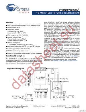 CY62167EV30LL-45ZXA datasheet  